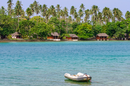 Beachfront bungalows of Oyster Island Resort - Espiritu Santo, Vanuatuのeditorial素材
