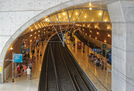 Platforms B and C of the Monte-Carlo railway station - Monacoのeditorial素材