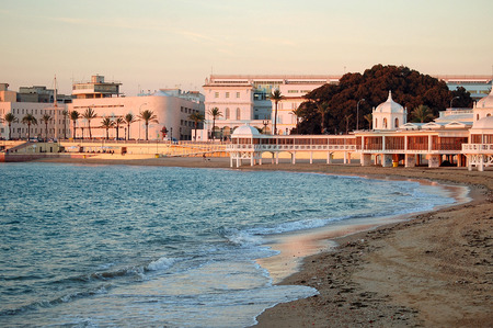 La Caleta Beach at sunset - Cadiz, Andalusia, Spainのeditorial素材