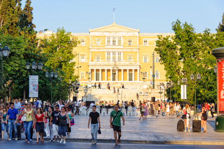 The Hellenic Parliament in the former Royal Palace - Athens, Greece, 16 July 2010のeditorial素材