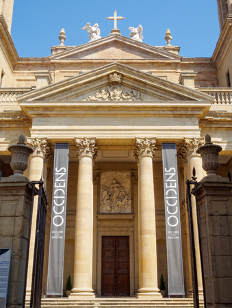 Neoclassical facade of the St Mary's Cathedral - Pamplona, Navarre, Spain, 4 September 2014のeditorial素材