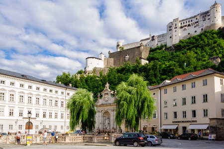 Hohensalzburg Castle and Chapter Square (Kapitelplatz) - Salzburg, Austria, 10 July 2012のeditorial素材