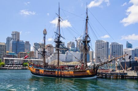 The replica of HMB  Endeavour, the ship that was sailed by Captain James Cook on his first voyage of...