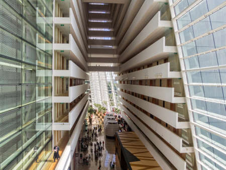 Inside one of the three hotel towers of  Marina Bay Sands - Singaporeのeditorial素材