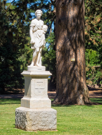 Marble statue of Summer in the Ballarat Botanical Gardens symbolises harvest time - Ballarat, Victoria, Australiaのeditorial素材
