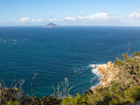 Rodondo Island photographed from the SE Walking Track towards the Roaring Meg Campsite - Wilsons Promontory, Victoria, Australiaの写真素材