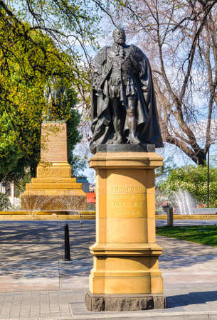 The statue of King Edward VII, The Peacemaker, dressed in the robes of the Order of the Garter - Hobart, Tasmania, Australiaのeditorial素材