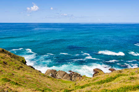 View of the infinite ocean from the Coastal Walk - Port Macquarie, NSW, Australiaの写真素材