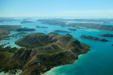 Aerial view of the Buccaneer Archipelago between One Arm Point and the Horizontal Falls - Dampier...