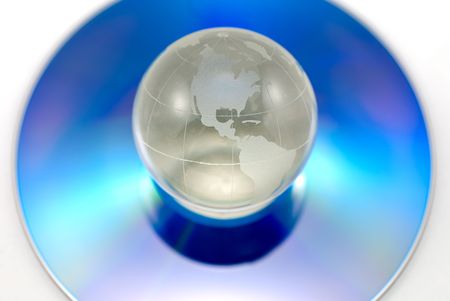 Blank DVD with globe on IT の写真素材