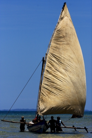 a boat for fish in nosy be madagascarの写真素材