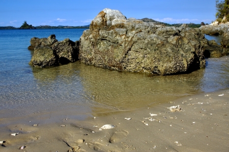 nosy be ,nosy mamoko, madagascar lagoon , coastline and sandの写真素材