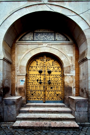old door in the city of tunisi tunisiaの写真素材