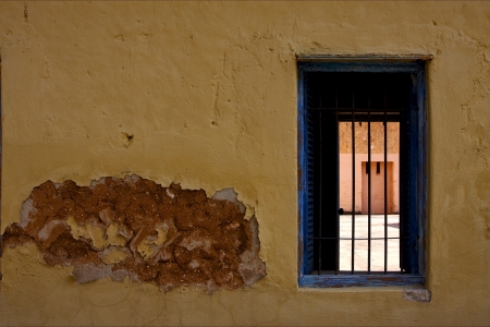 zanzibar prison island and a old window openの写真素材