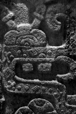 the  abstract incision in the old temple of chichen itza mexicoの写真素材