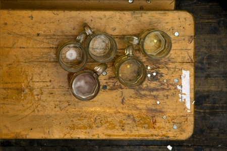 abstract germany  munchen  oktoberfest wood and beer in a table benchの写真素材