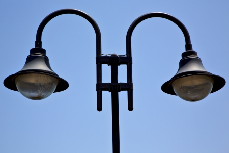  street lamp and a bulb in the sky arrecife teguise lanzarote spainの写真素材