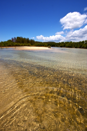 pond coastline river  in the  blue lagoon relax and bush in madagascar  nosy iranjaの写真素材