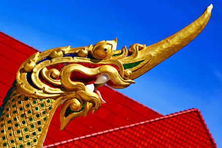 thailand abstract cross wood drake incision roof red wat  palaces in the temple  bangkok  asia and skyの写真素材