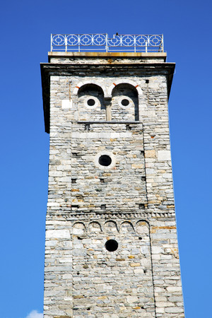 arsago seprio old abstract in  italy   the   wall  and church tower bell sunny dayの写真素材