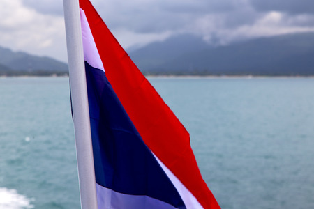 asia myanmar kho samui bay isle waving flag    in thailand and south china seaの写真素材