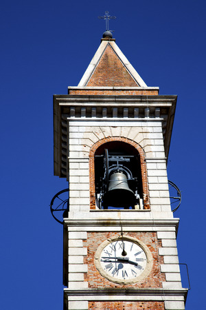 arsago seprio old abstract in  italy   the   wall  and church tower bell sunny dayの写真素材