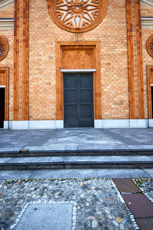 italy  lombardy     in  the vergiate  old   church  closed brick tower wallの写真素材