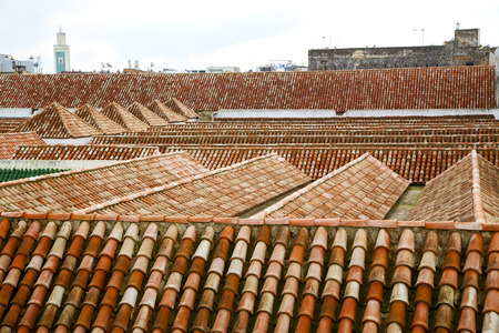 old moroccan  tile roof in the old cityの写真素材