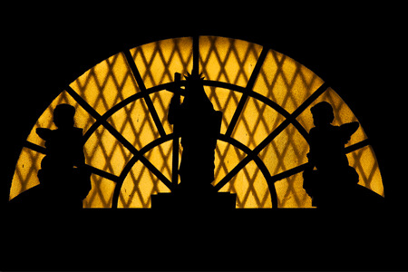 the window in the church of chiavari italyの写真素材