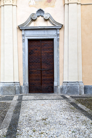 italy  lombardy     in  the somma lombardo old   church  closed brick tower     wallの写真素材