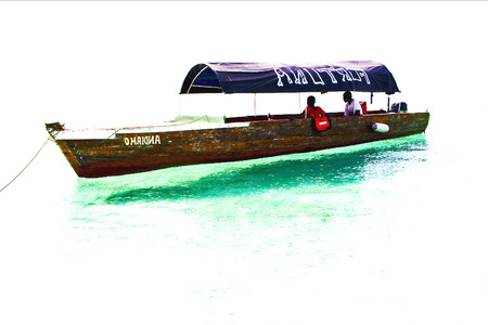 boat in sand bank tanzania zanzibar sea