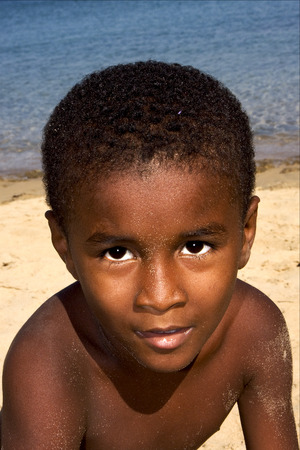 portraif of a little chilld male in the isle of madagascar nosy beのeditorial素材