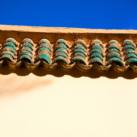 tile roof  moroccan old wall and brick in antique city