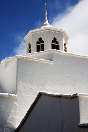 lanzarote  spain the old wall terrace church bell tower in teguise arrecifeの写真素材