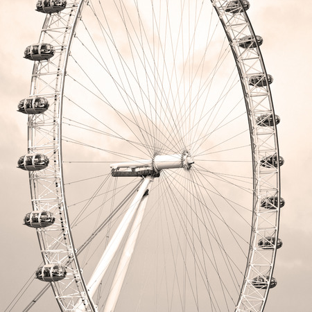 london eye in the spring sky and white cloudsのeditorial素材