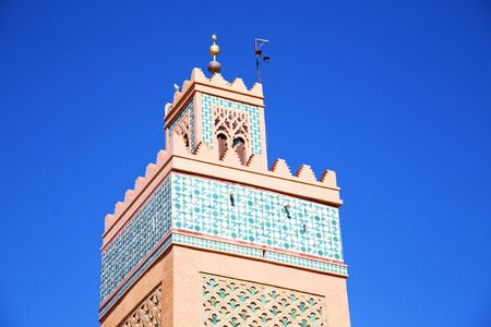 in maroc africa      minaret  and the blue     sky