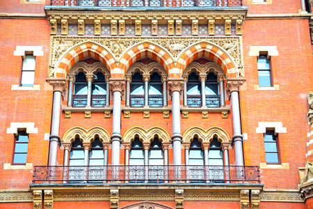 old architecture in london england windows and brick exterior   wallのeditorial素材