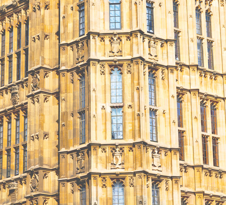in london old historical  parliament glass  window    structure and skyの写真素材