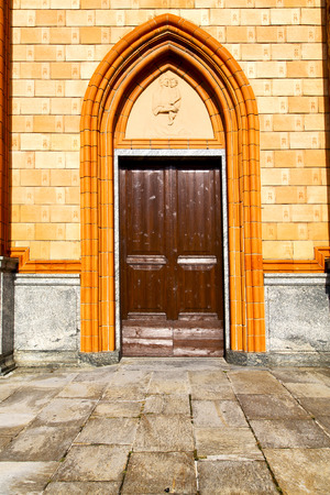 lombardy    in  the  villa cortese  old   church  closed brick tower wall  italyの写真素材