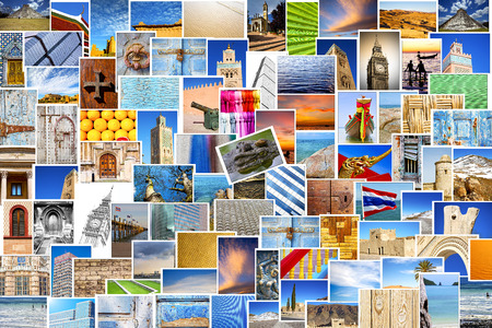 images from all over the world in a  patchworkの写真素材