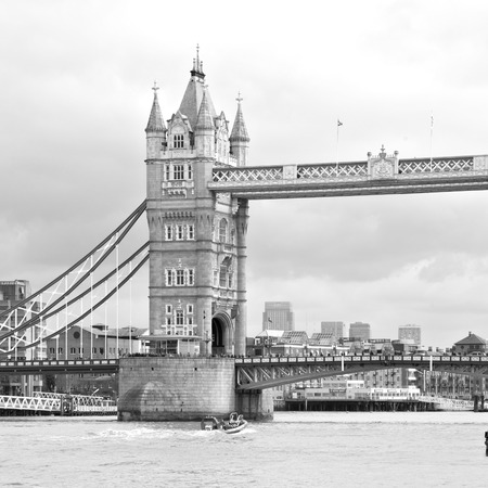 london tower in england old bridge and the cloudy skyの写真素材