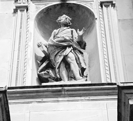 marble in old historical construction italy europe milan and statue