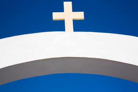 in europe greece a cross     the cloudy skyの写真素材