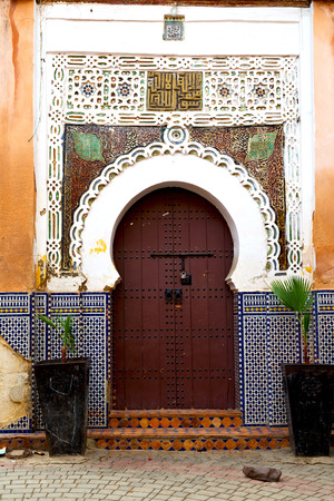 olddoor in morocco  africa ancien and wall ornate brownの写真素材