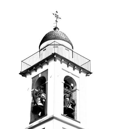 ancien clock tower in italy europe old  stone and bellの写真素材