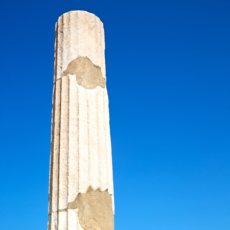 in delos   greece    the historycal acropolis and         old ruin siteの写真素材