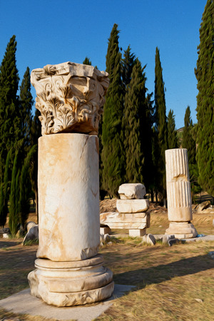 pamukkale    old       construction in asia turkey the column  and the roman temple