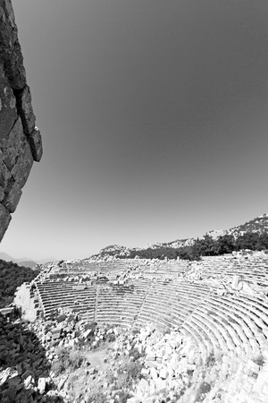 old  temple and theatre in termessos antalya turkey asia sky and ruinsの写真素材