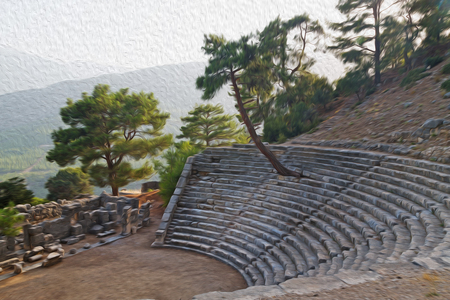 old  temple and theatre in arykanda antalya turkey asia sky and ruins
