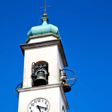 ancien clock tower in italy europe old  stone and bellの写真素材